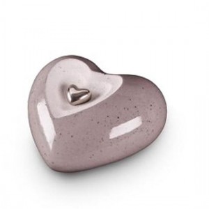 Small Ceramic Heart Shape Cremation Ashes Urn (Legend Grey)